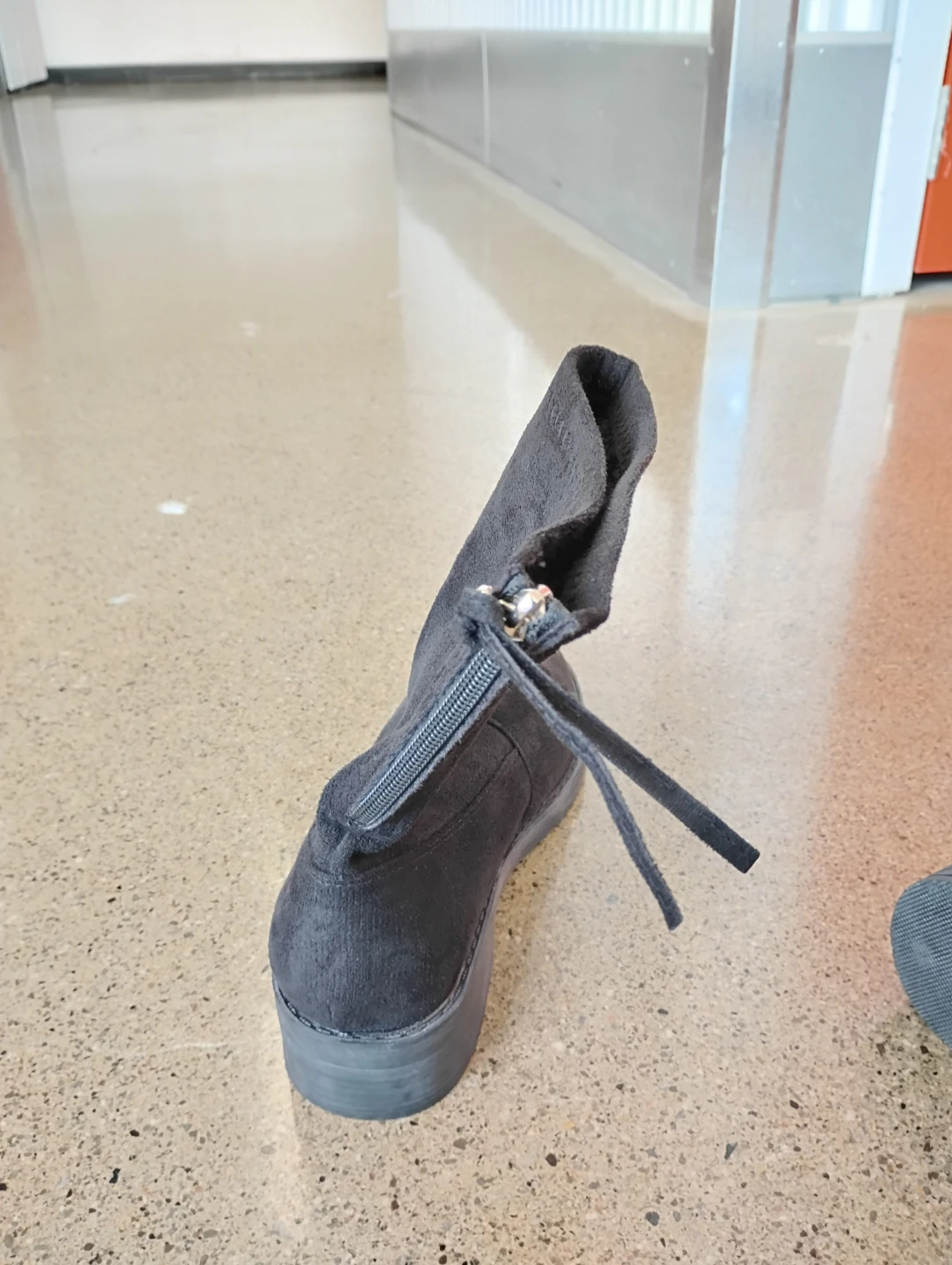 $ 6  Black Suede-Like Ankle Boots with Zipper - photo 3