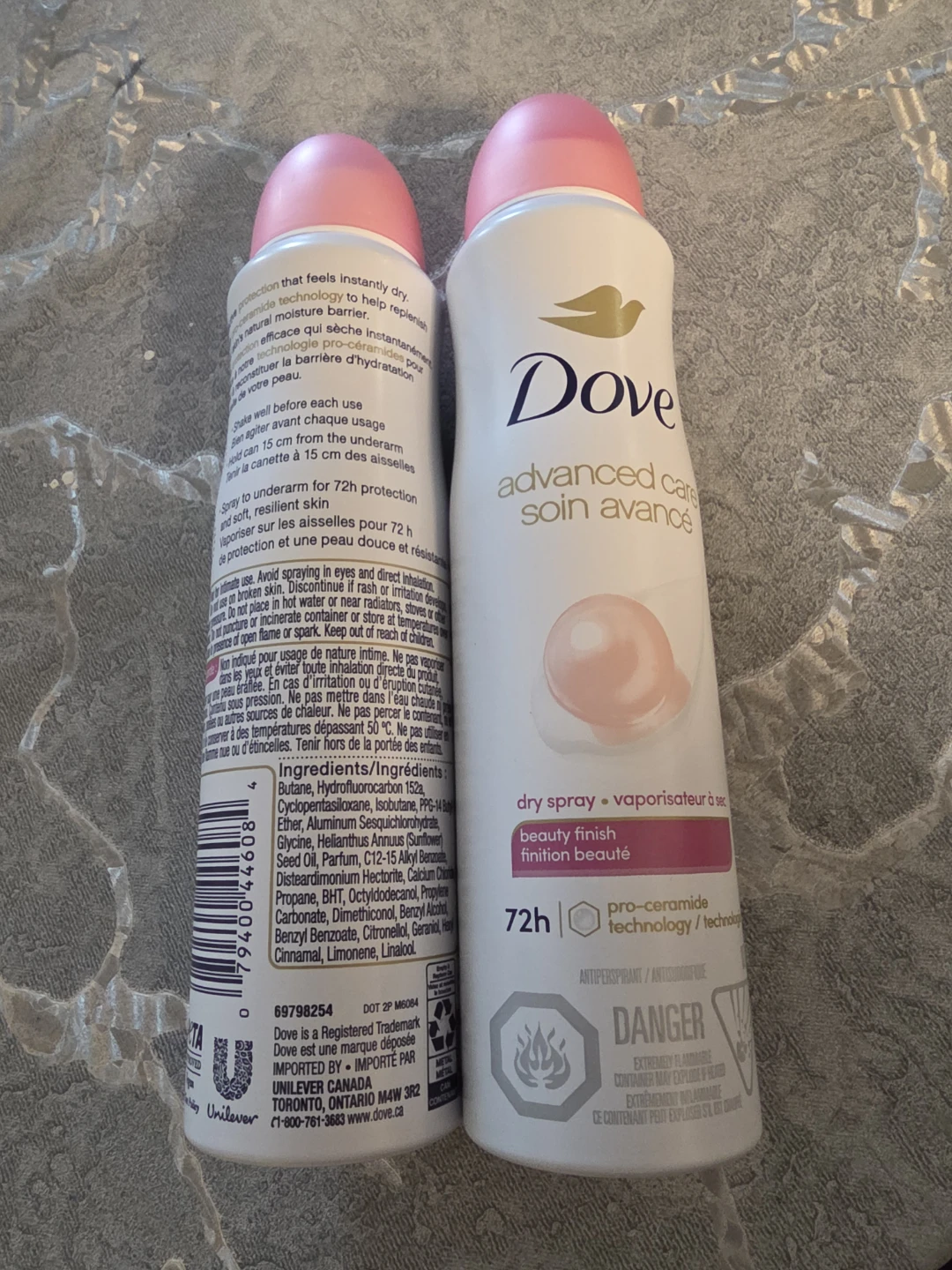 2 Dove deodorant beauty finish