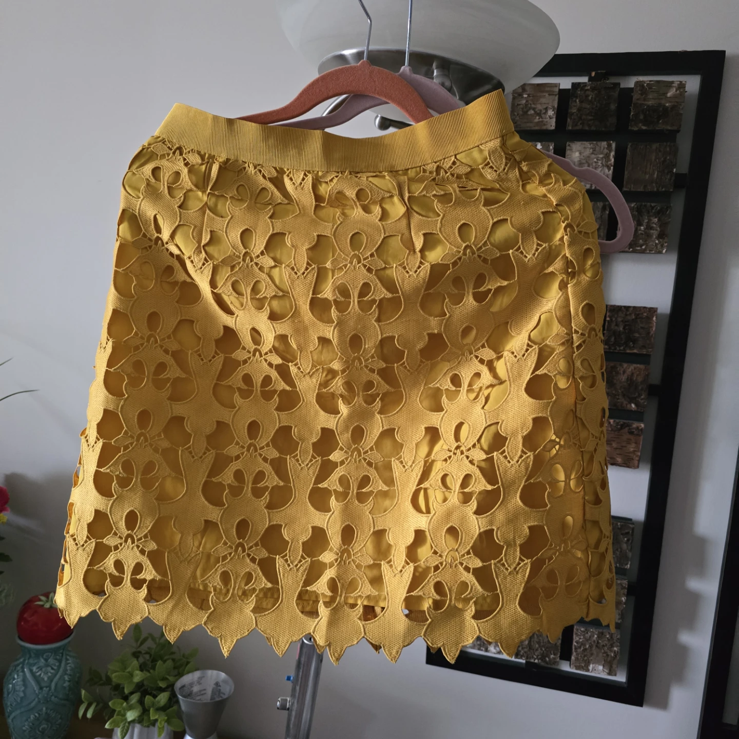 LOFT Yellow Lace A-Line Skirt Size 4