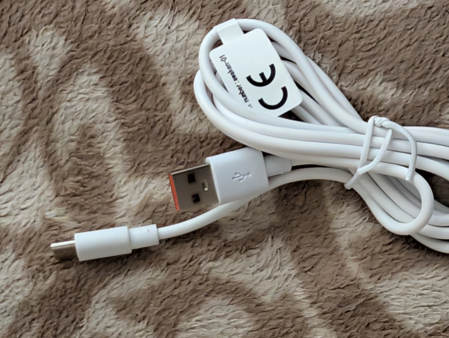 White USB-A to USB-C Charging Cable