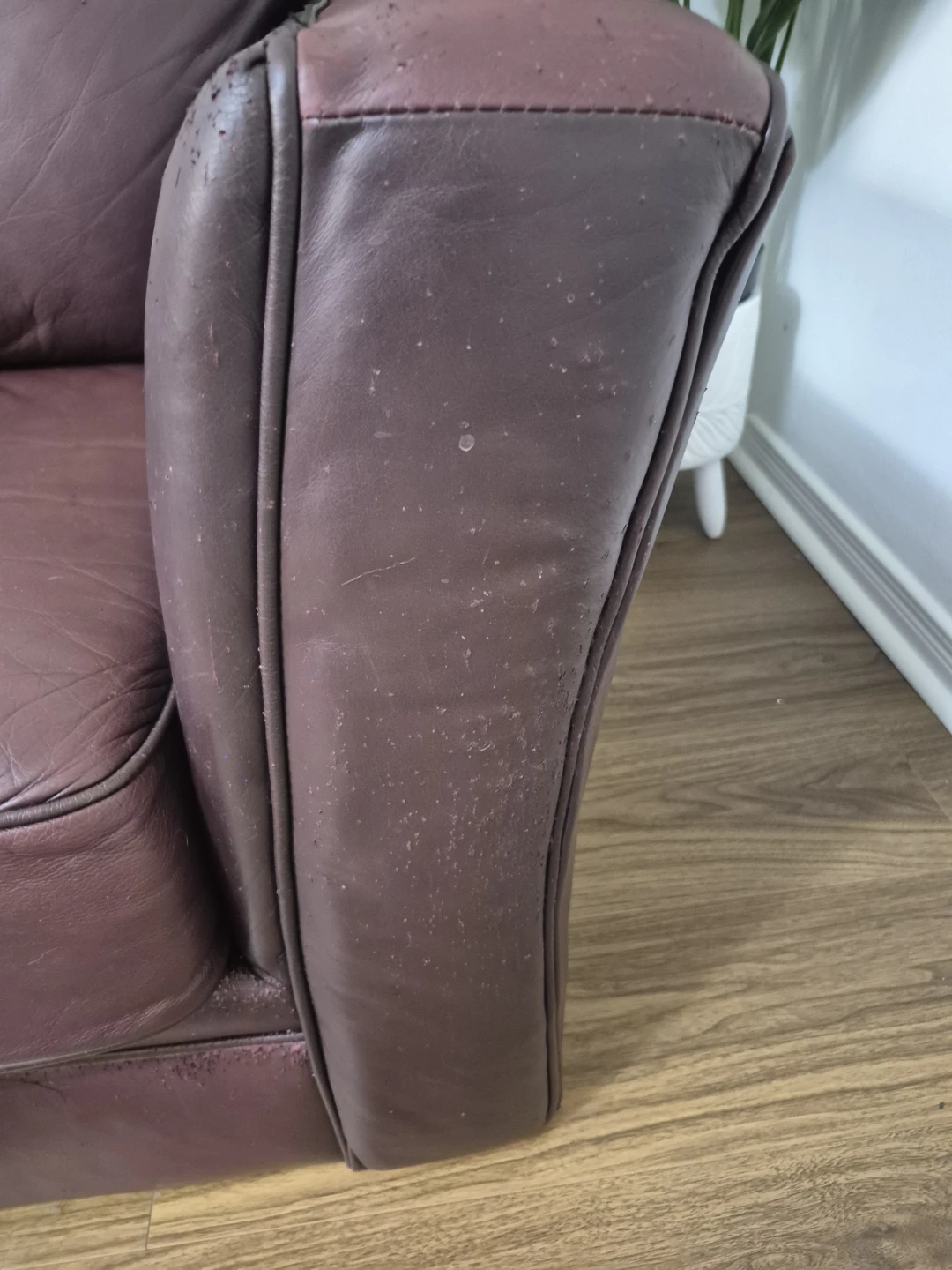 Maroon Leather Loveseat - photo 5