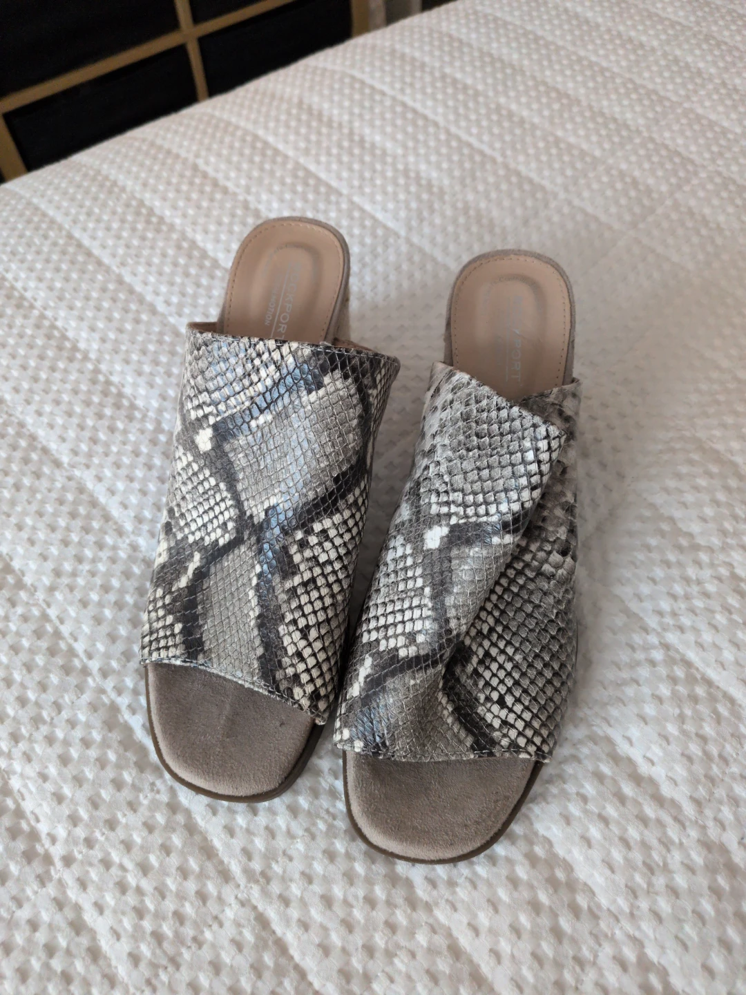 Rockport Women's Snake Print Block Heel Mules Size 7.5 - photo 2