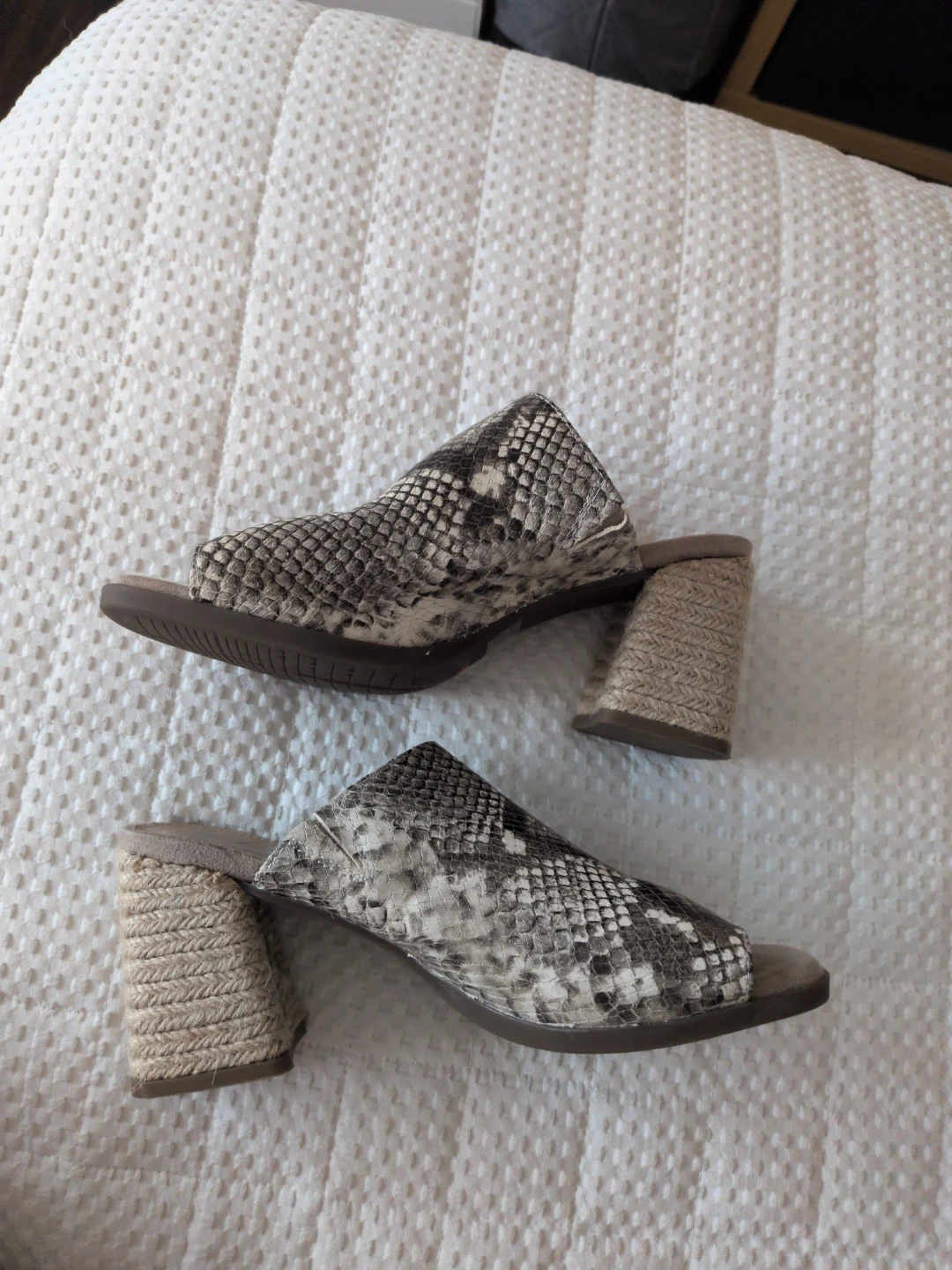 Rockport Women's Snake Print Block Heel Mules Size 7.5