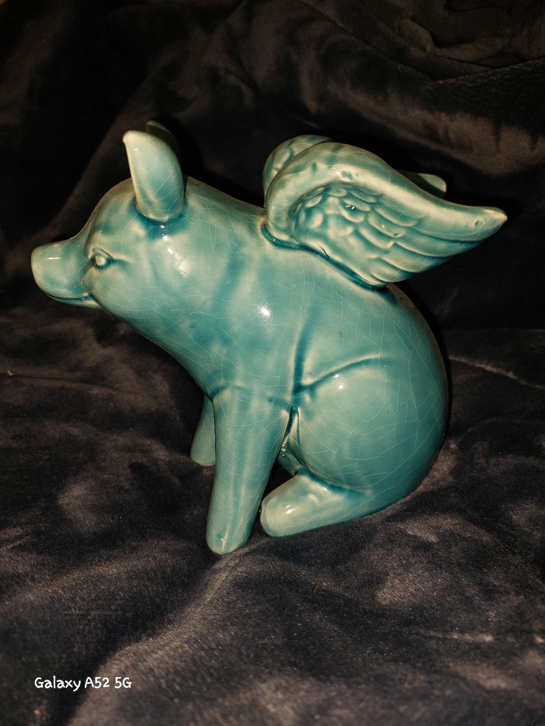 Teal Ceramic Flying Pig Figurine - photo 3