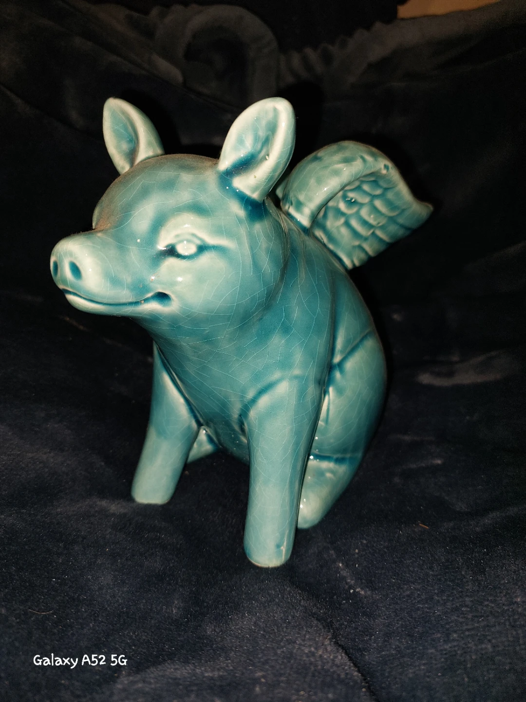 Teal Ceramic Flying Pig Figurine - photo 4