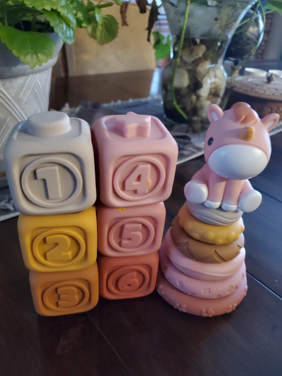 NUEPLAY Stacking Blocks and Unicorn Ring Toy