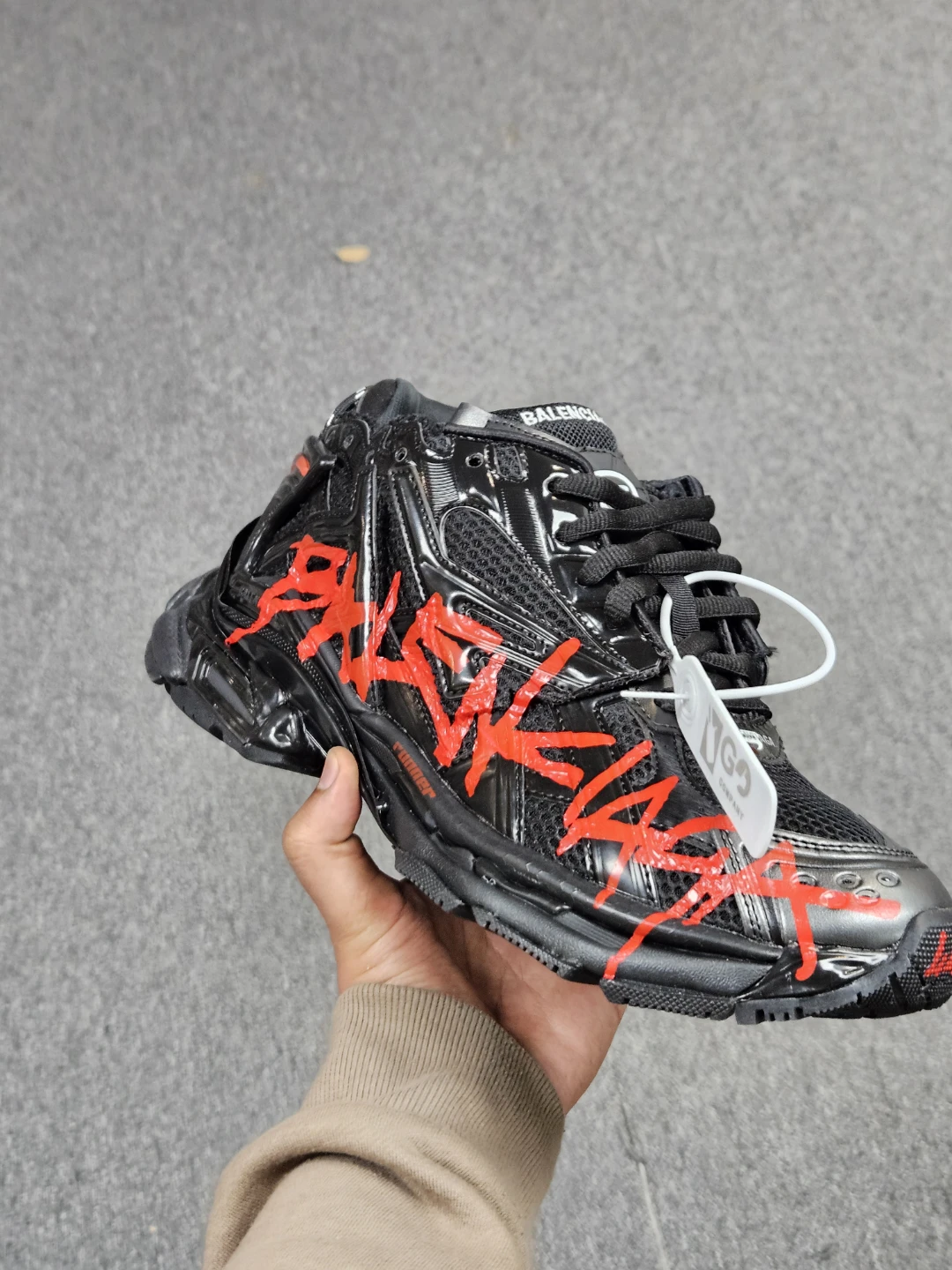 Balenciaga Track Runner Sneakers Black Red Graffiti Size 42