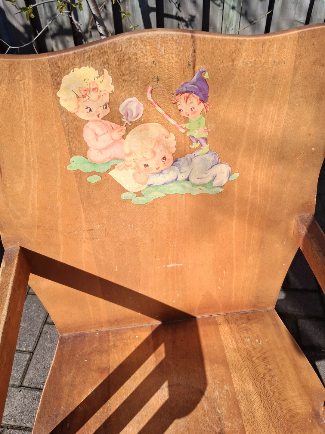 Vintage Wooden High Chair with Cute Decal - photo 2
