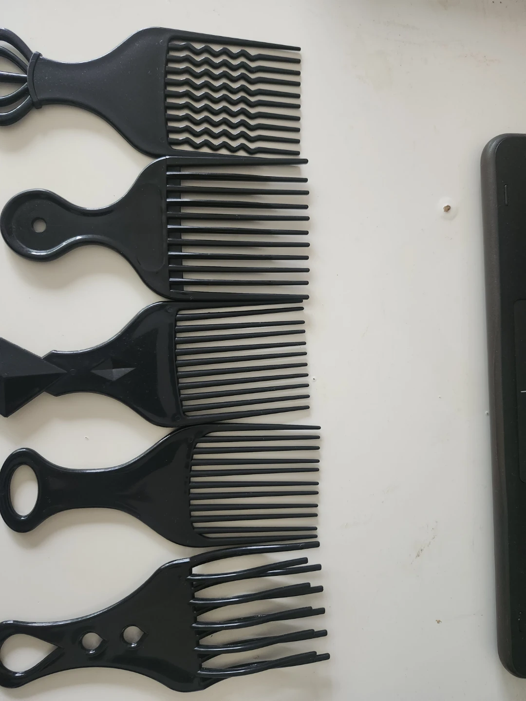 Set of 5 Black Afro Combs