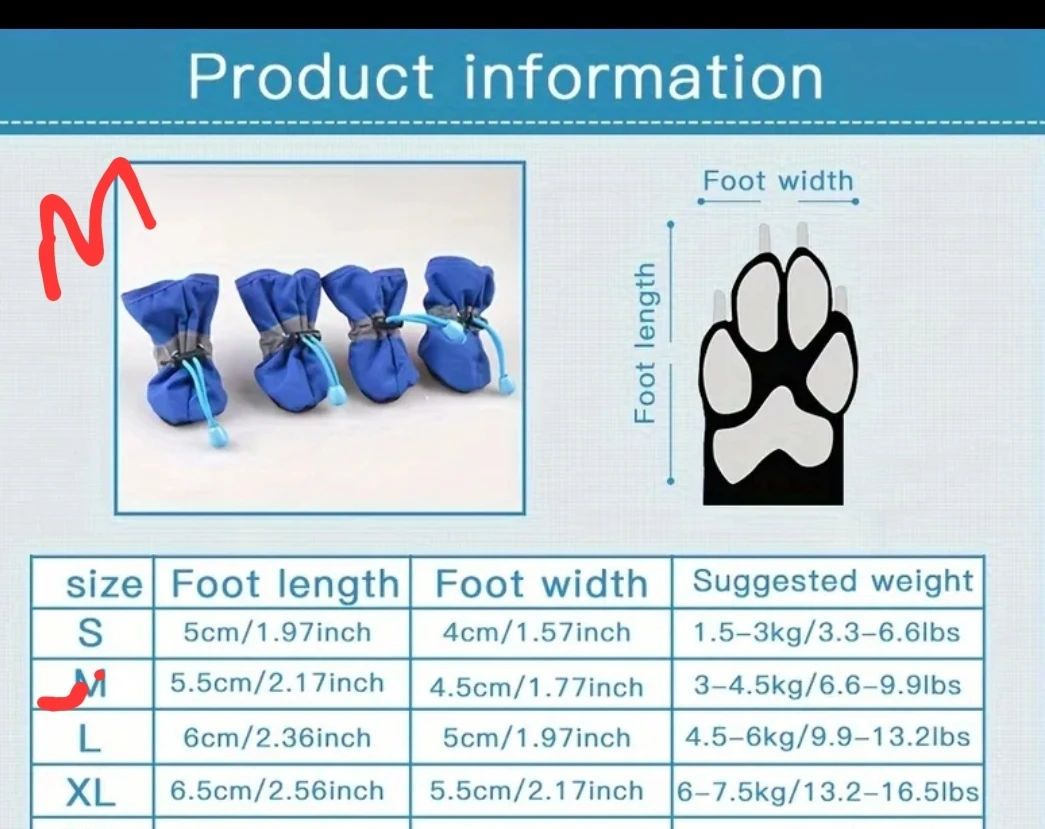 Set of 4 Pet Boots - Size M - photo 2