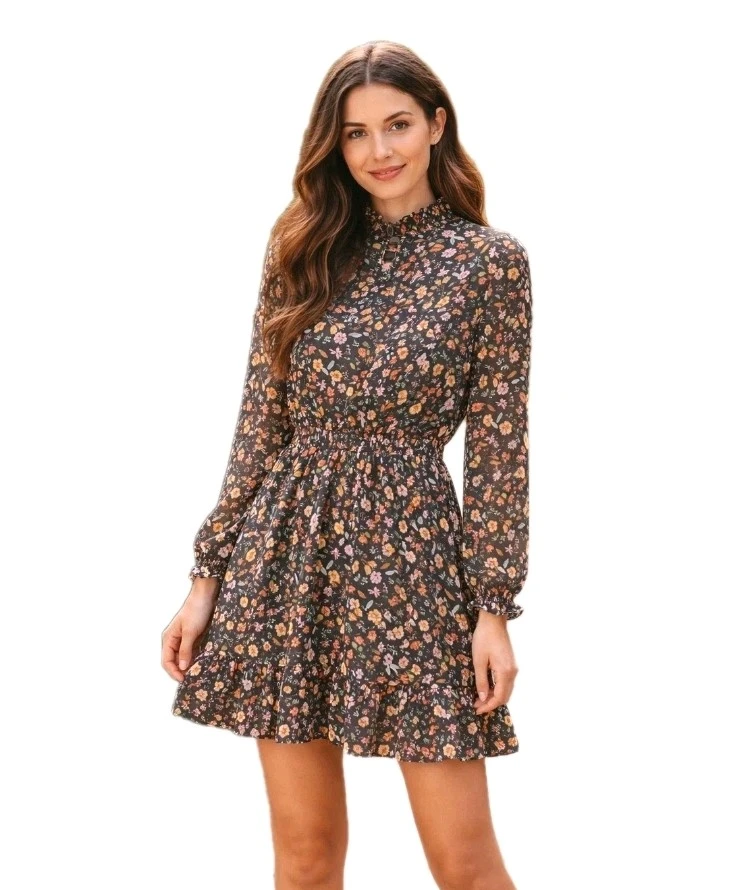 Romantic Floral Dress Women Soft Flowing Lightweight Multicolor