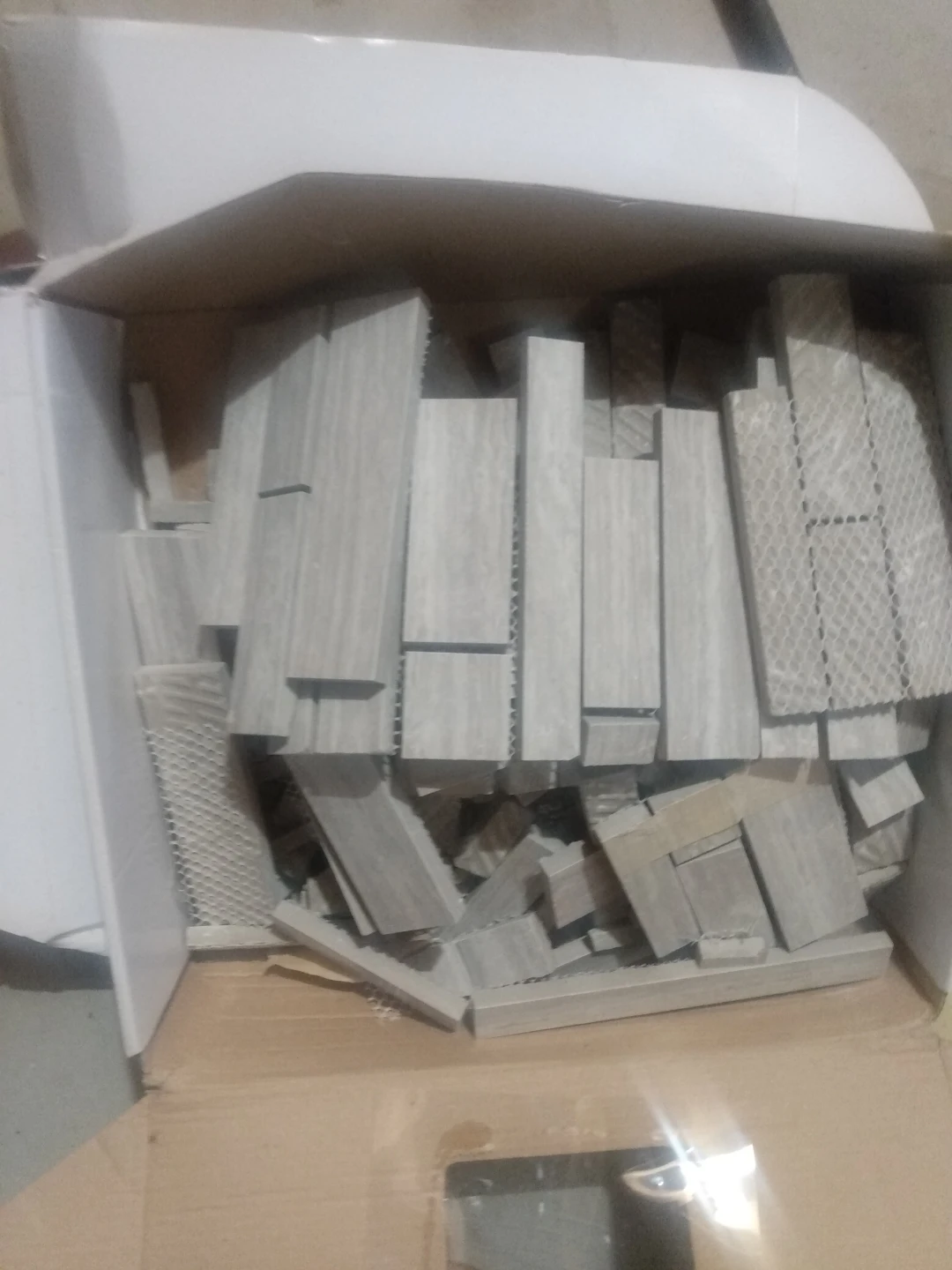 3 boxes used Mosaic Tiles - Grey Wood Grain Pattern