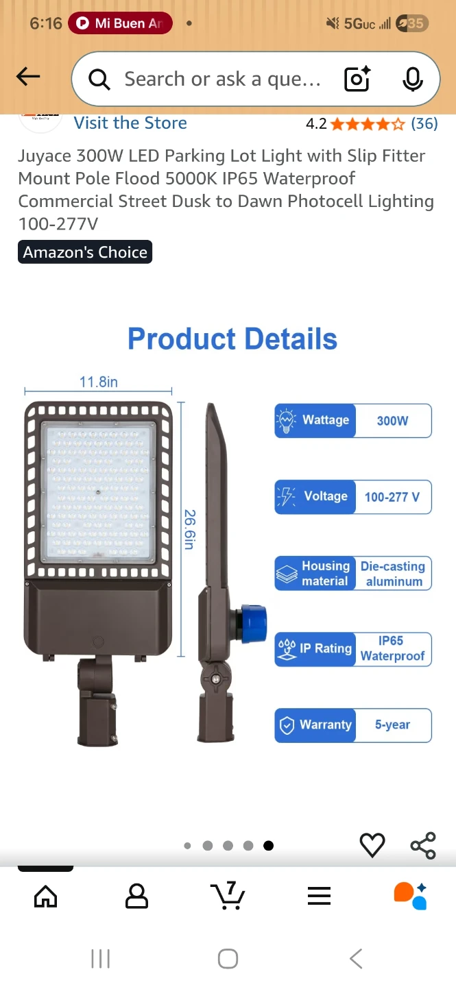 Juyace 300W LED Parking Lot Light with Photocell - photo 4