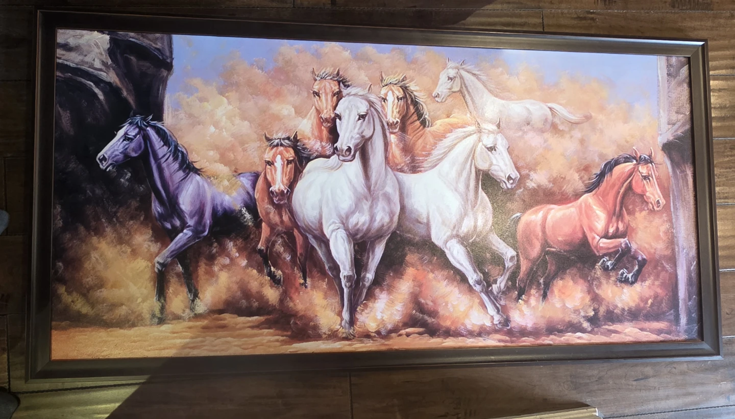 Framed Painting of Running Horses
