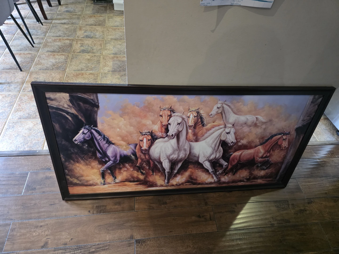 Framed Painting of Running Horses - photo 3