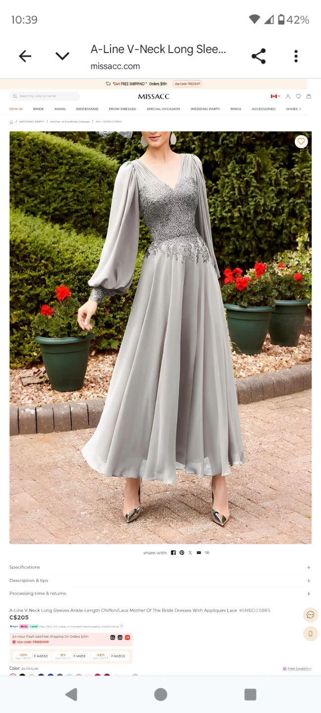 Missac A-Line V-Neck Long Sleeve Dress - photo 3