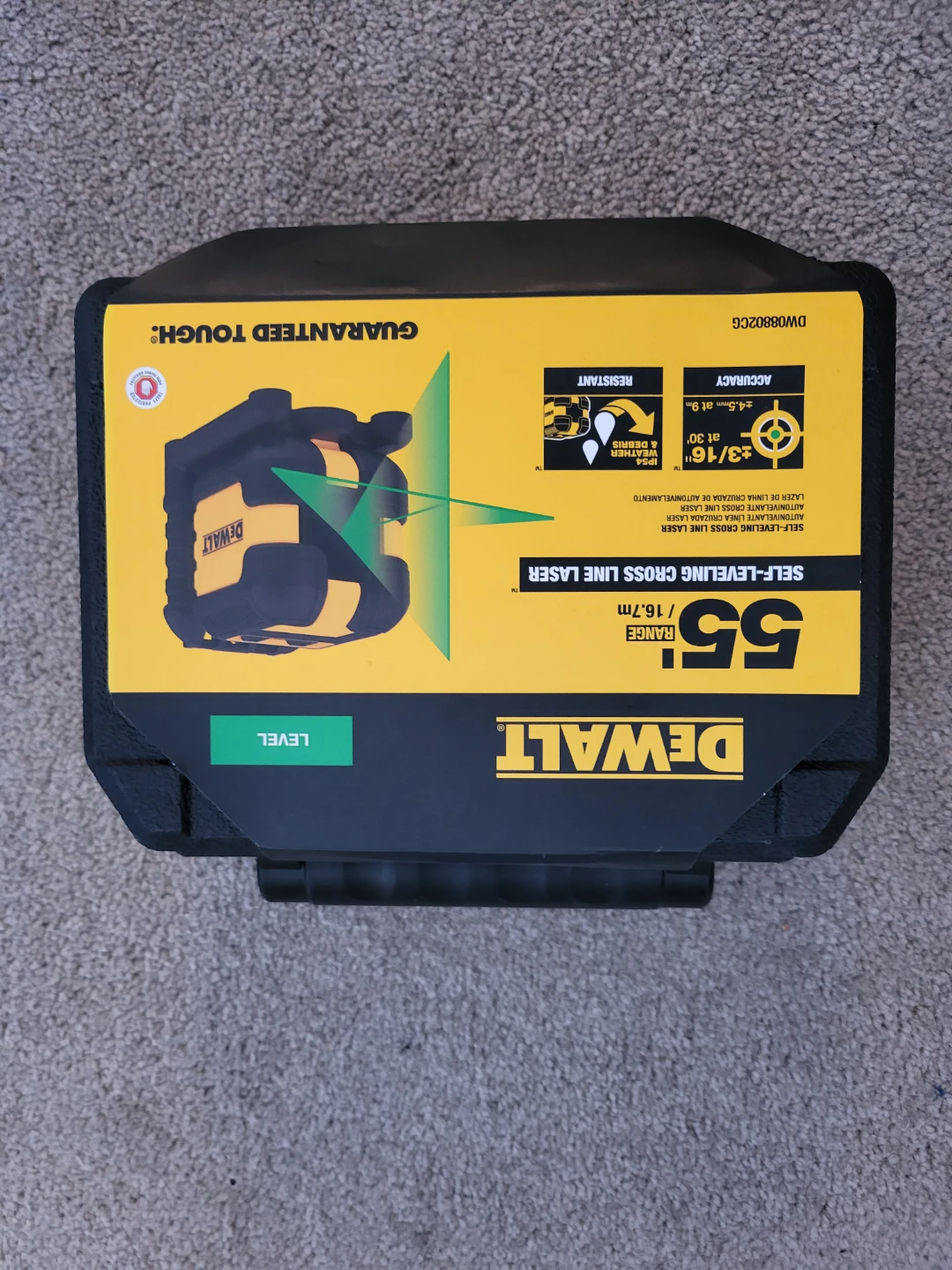 DEWALT Self-Leveling Cross Line Laser DW08802CG