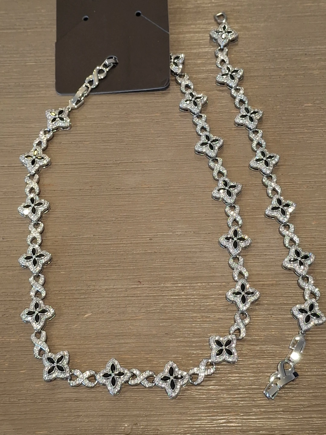 Sparkly Silver and Black Clover Bracelet - photo 2