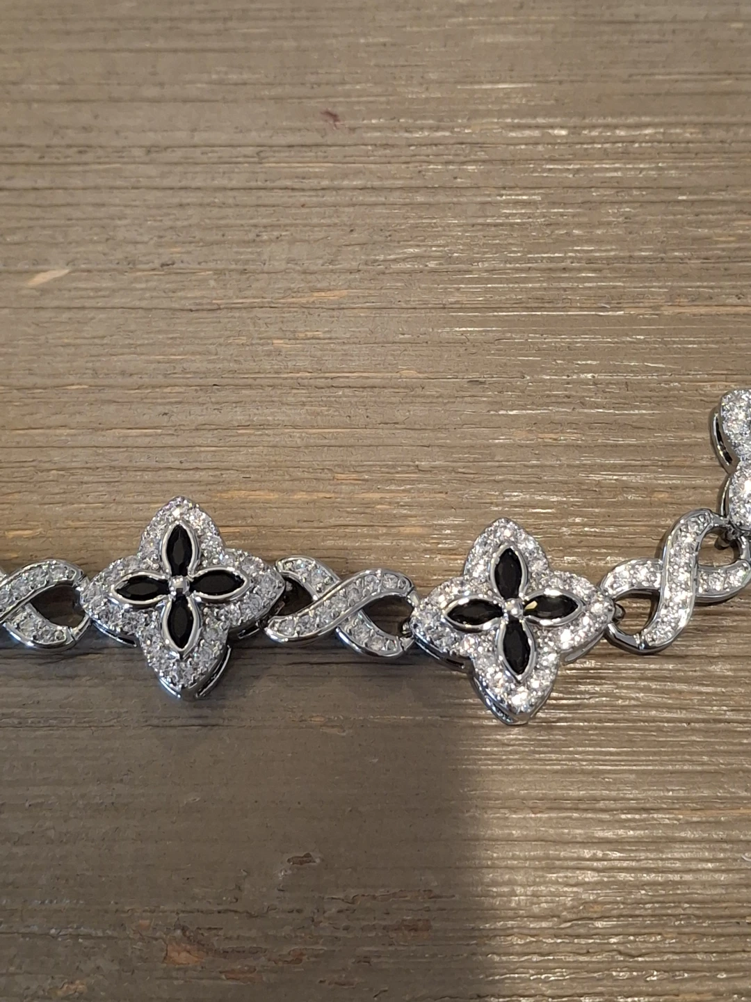 Sparkly Silver and Black Clover Bracelet - photo 3