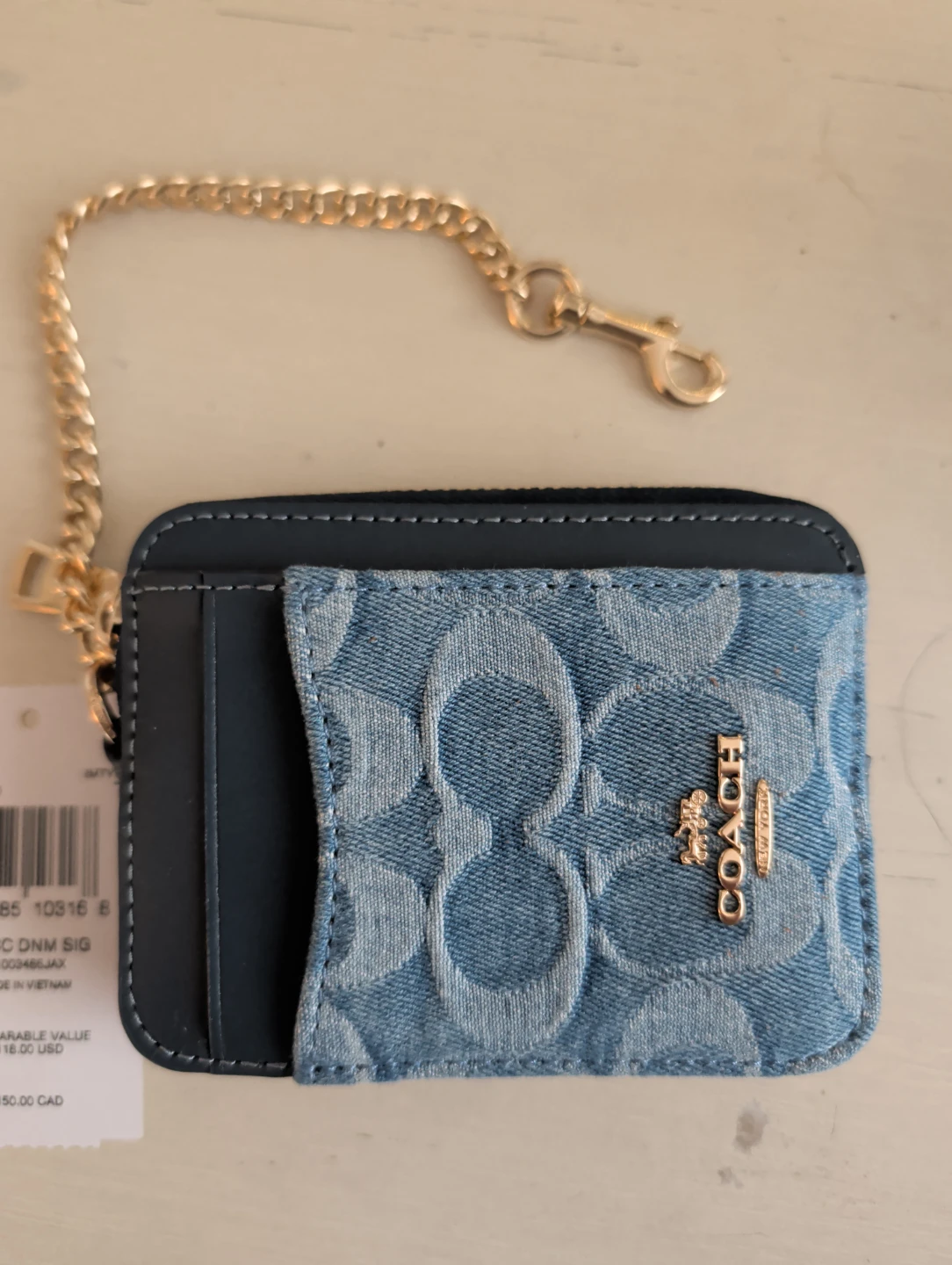 COACH Zip Card Case - Denim Signature