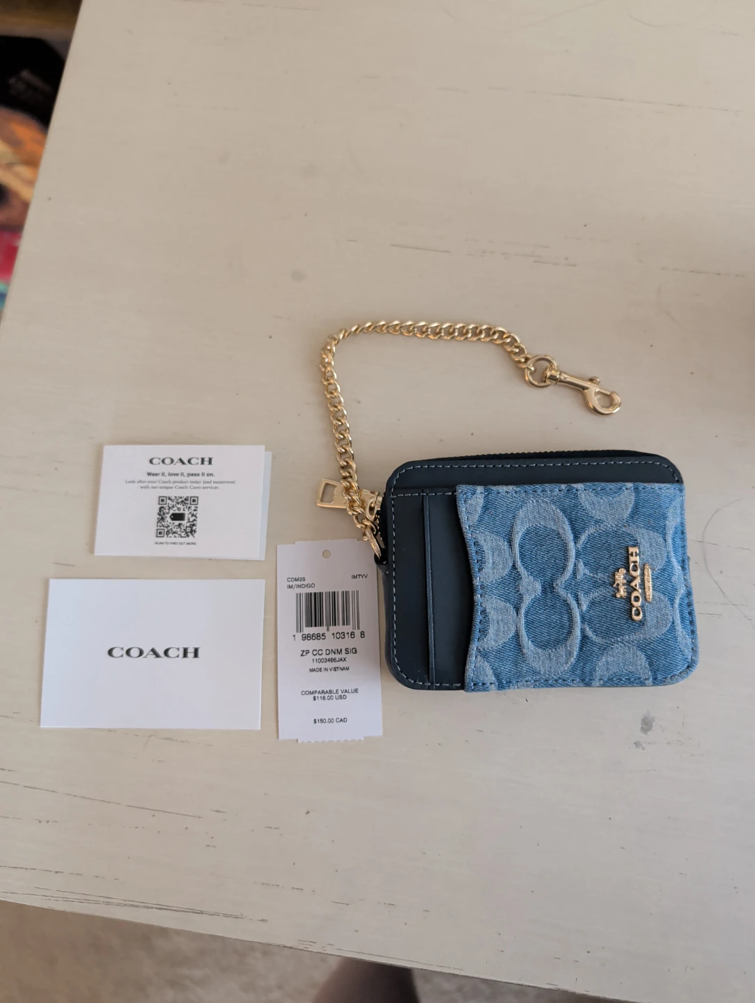 COACH Zip Card Case - Denim Signature - photo 2