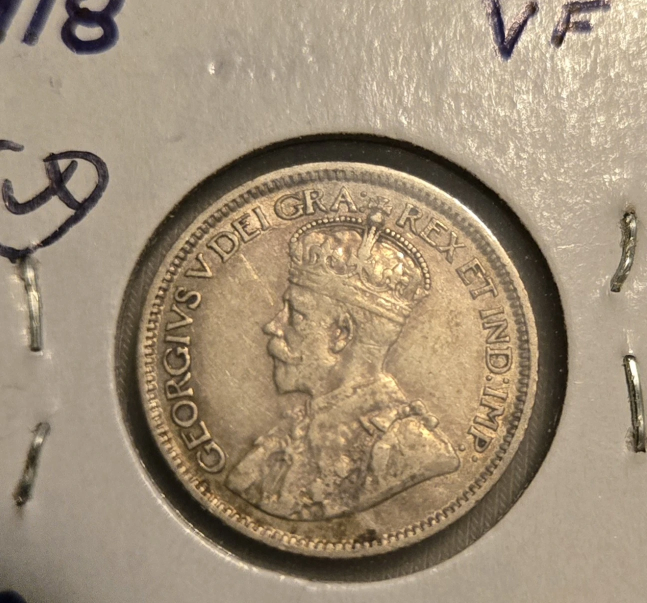1918 Canada Silver 10 Cents Coin - photo 2