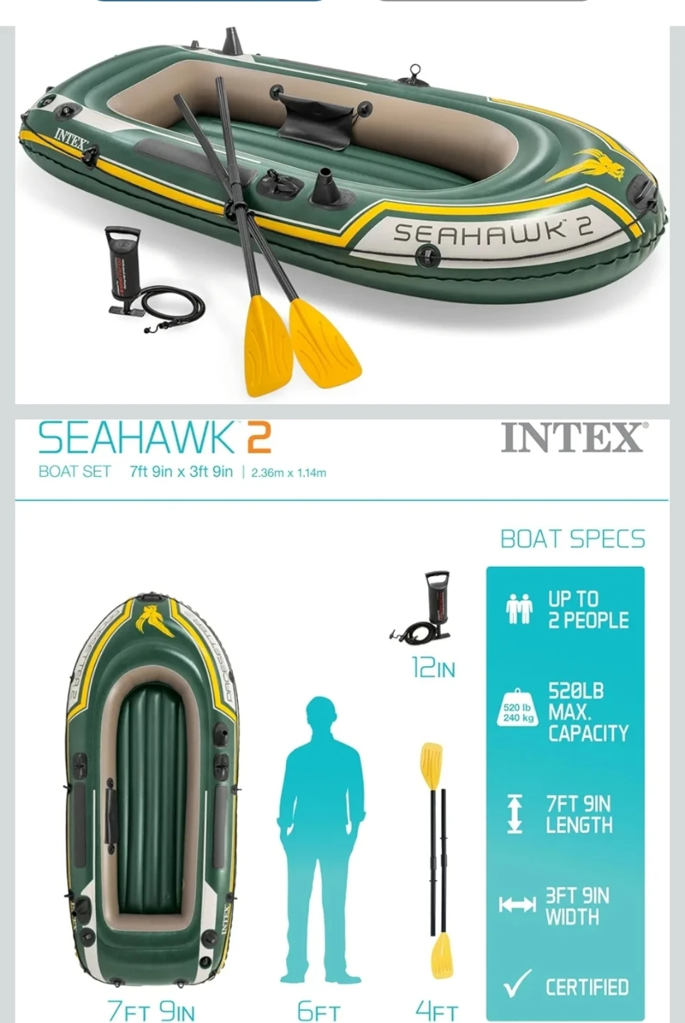 2 person Inflatable boat with motor and battery - photo 2