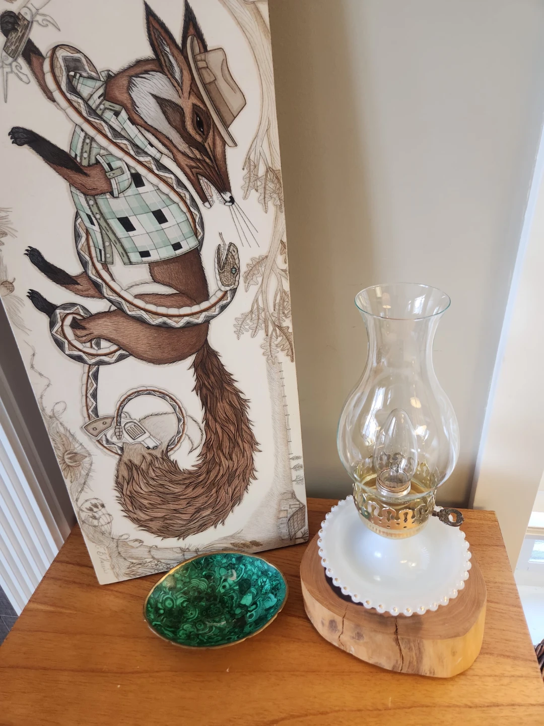 1970s Glass Shade lantern style lamp