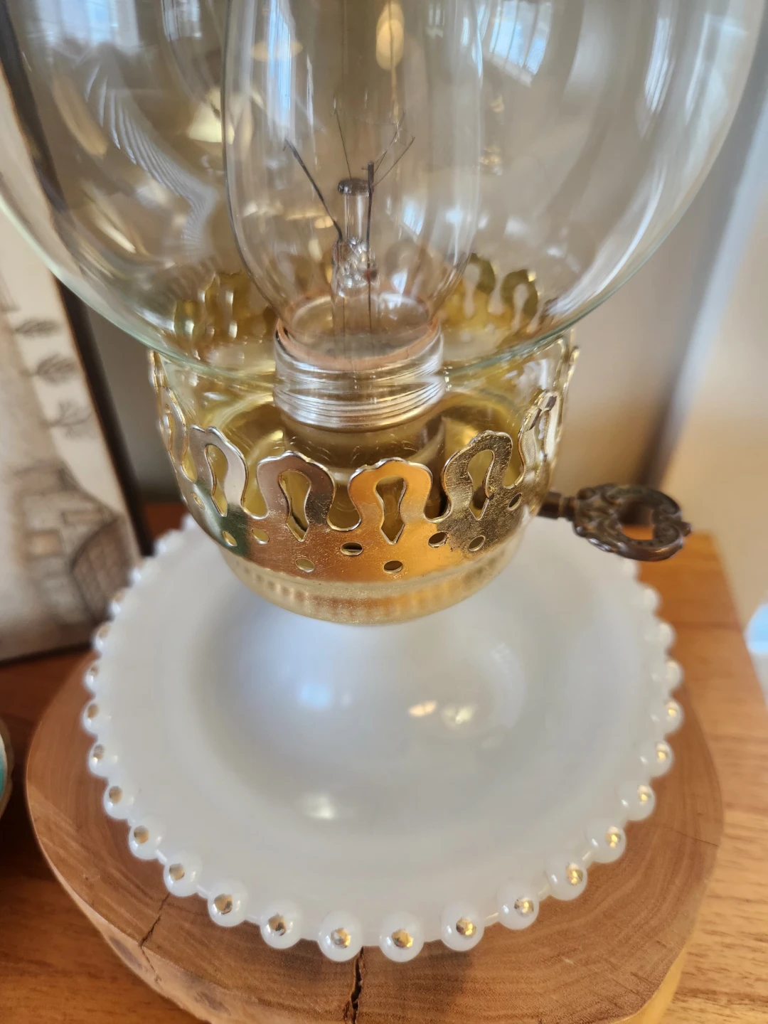 1970s Glass Shade lantern style lamp - photo 5