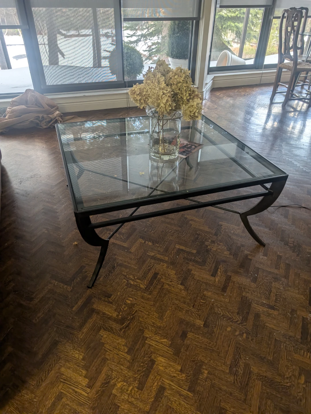 Glass Top Coffee Table with Metal Frame - photo 2