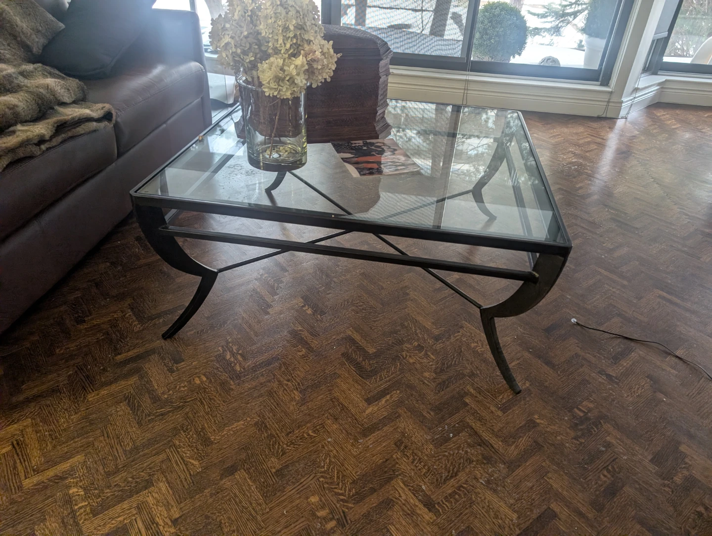 Glass Top Coffee Table with Metal Frame - photo 4