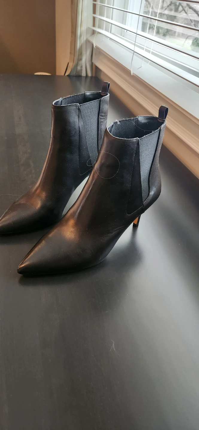 Lord & Taylor Black Leather Pointed Toe Ankle Boots