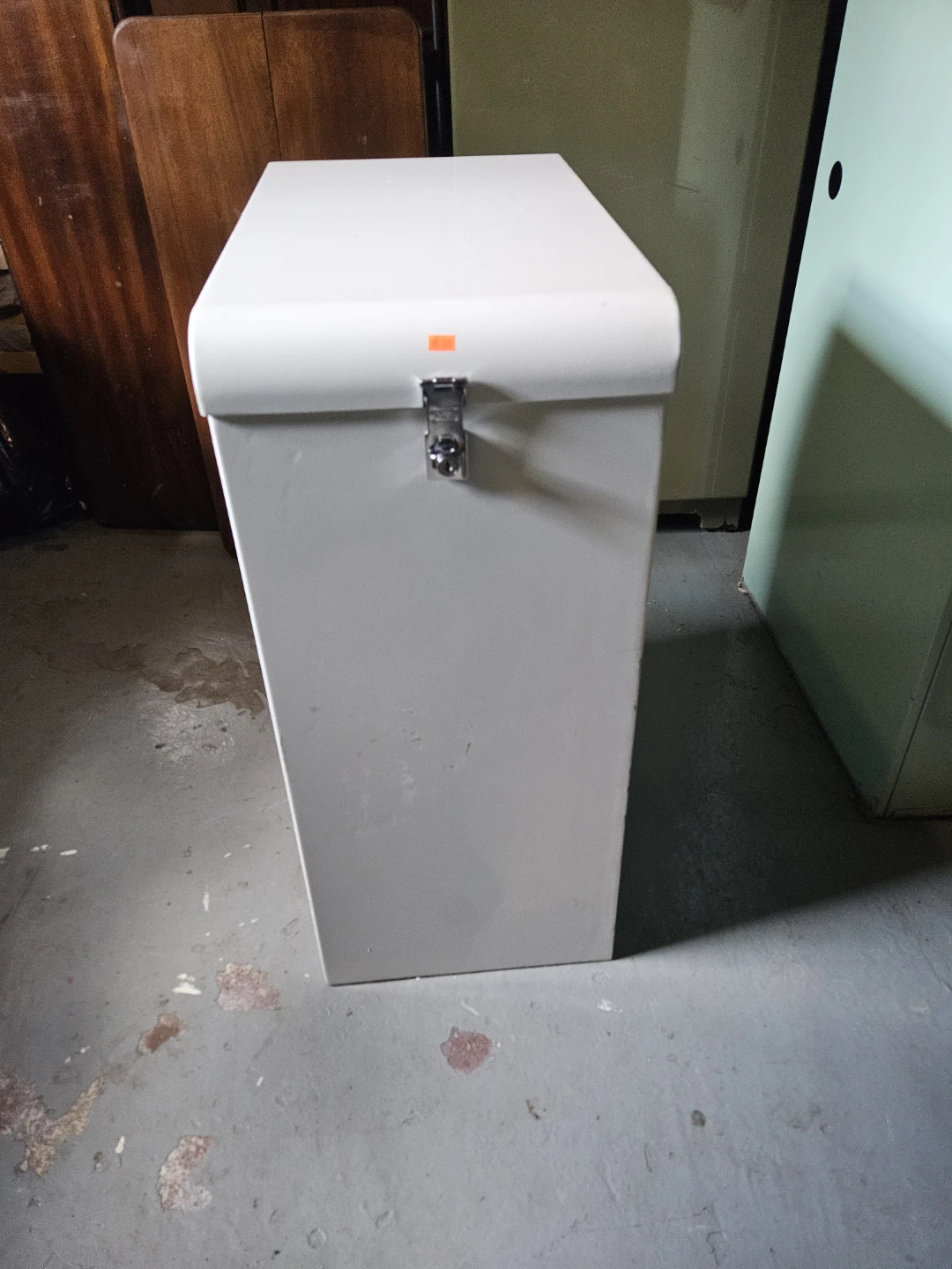 White Metal Storage Bin with Lid - photo 2