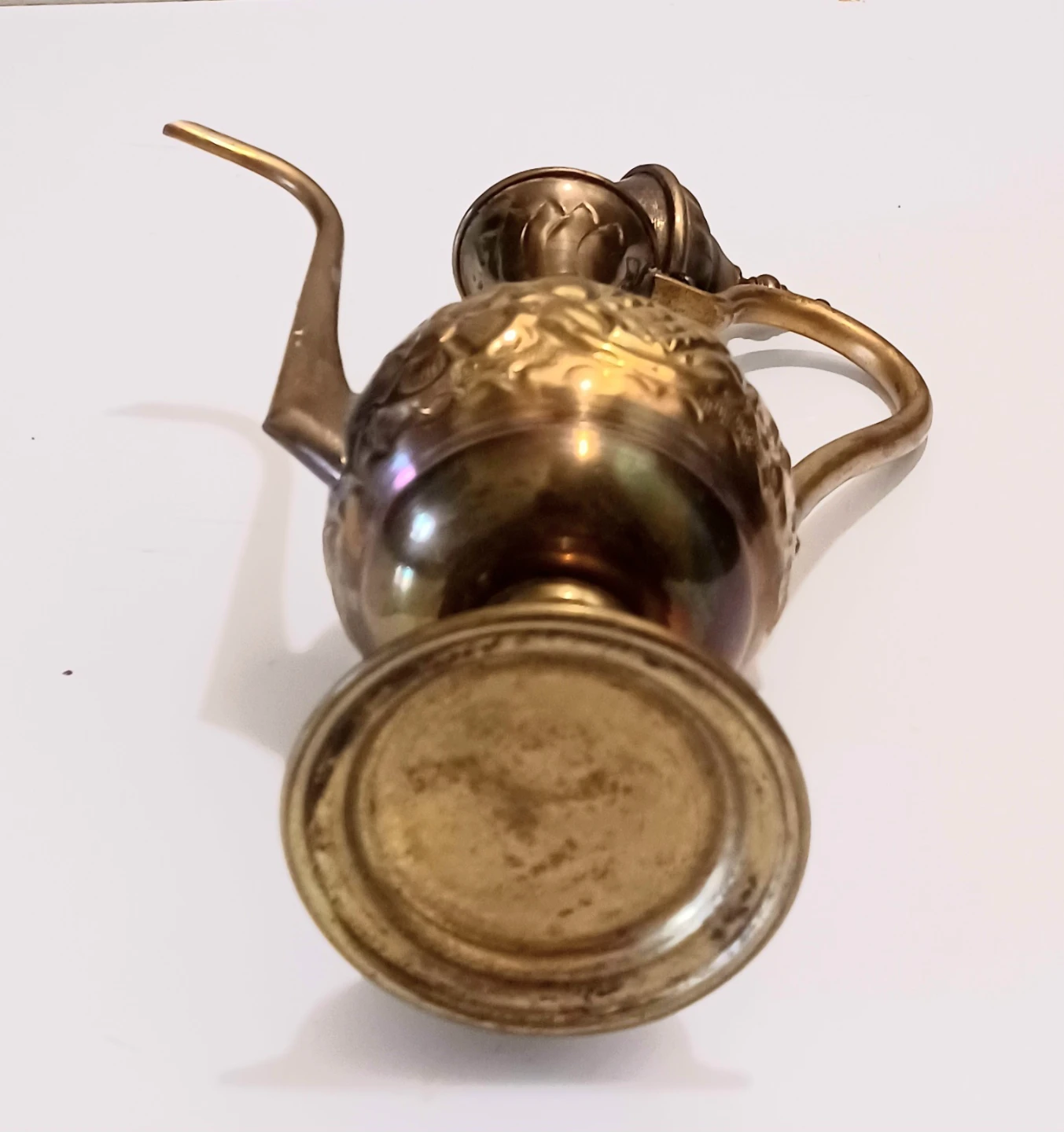 Antique Persian Handmade Embossed Brass Coffee Dallah - photo 4