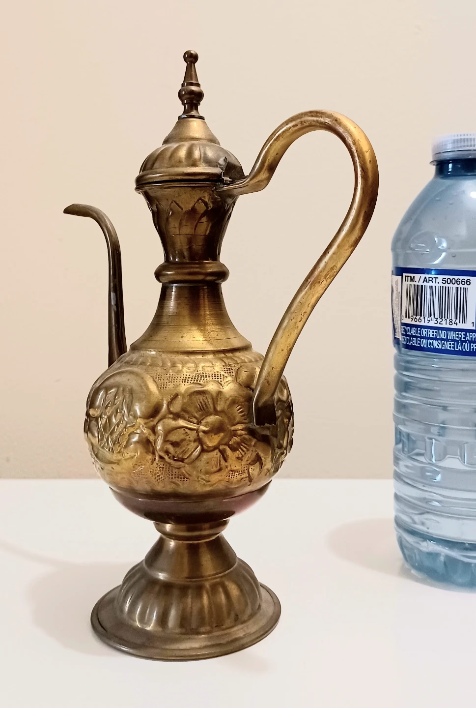 Antique Persian Handmade Embossed Brass Coffee Dallah - photo 5