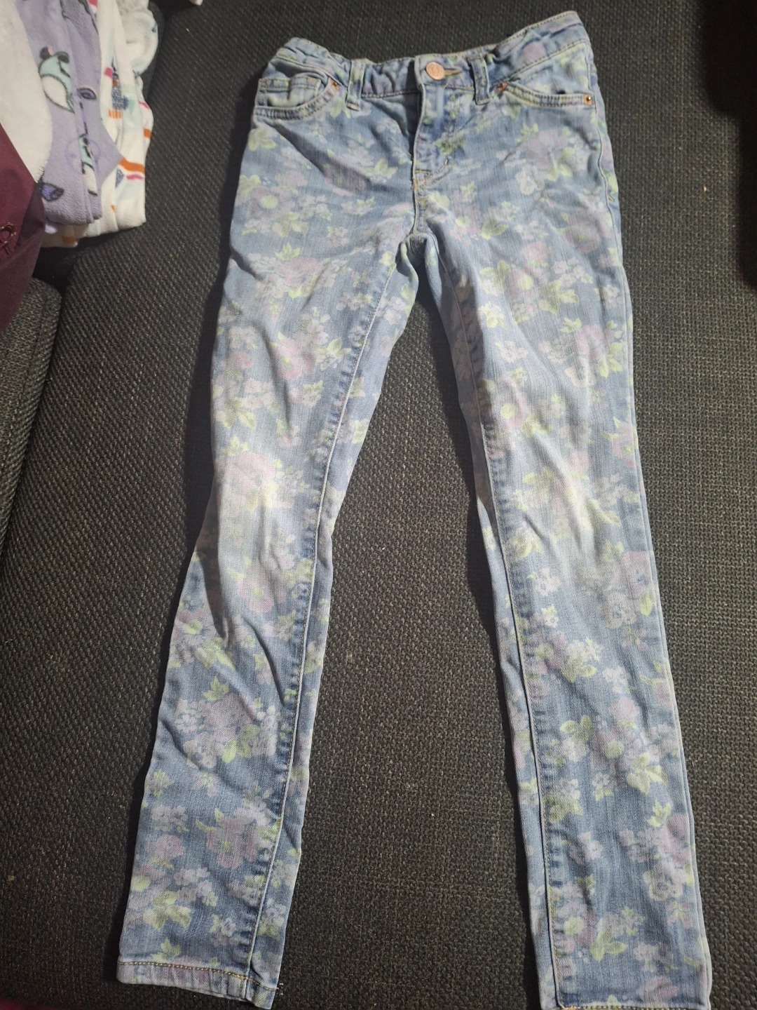 Girls' Floral Denim Jeans