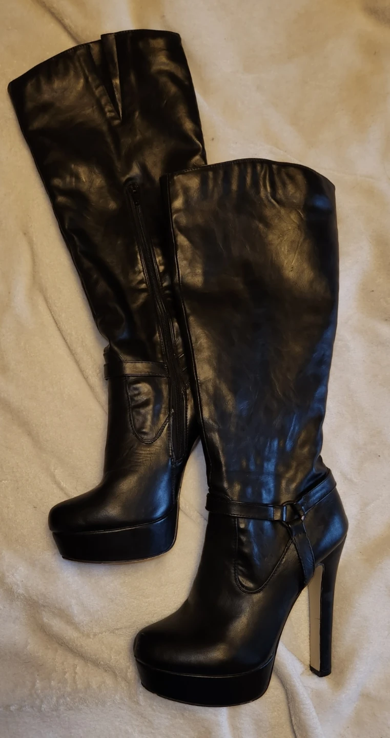 Size 10, black Knee-High Platform Boots