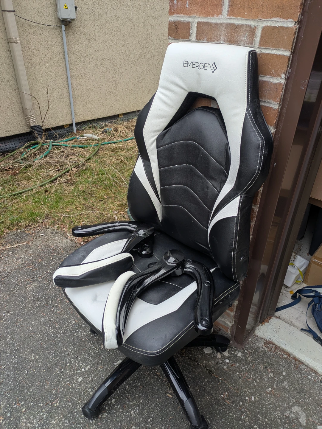 Emerge Vortex Bonded Leather Gaming Chair, Black and White - photo 3