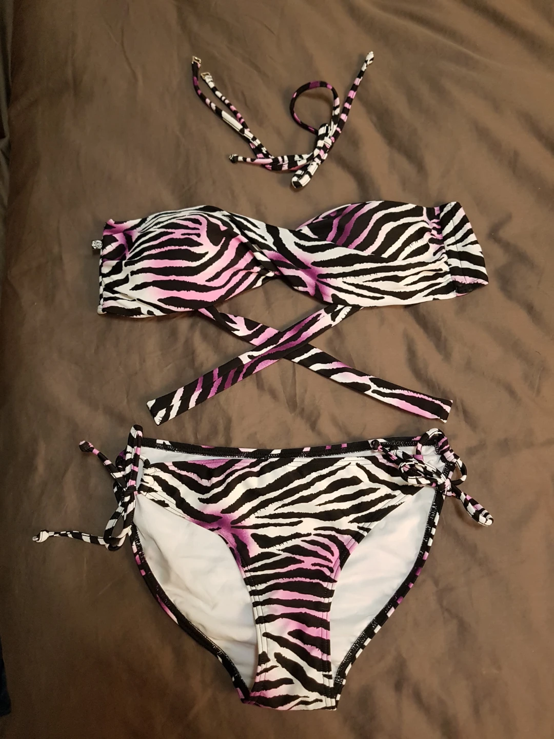 Pink and Black Zebra Print Bikini medium
