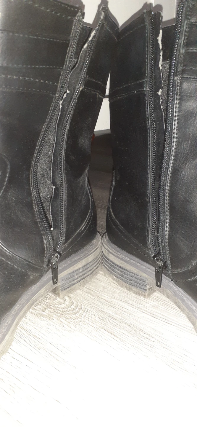 Black Faux Leather Boots with Buckle Detail - photo 2
