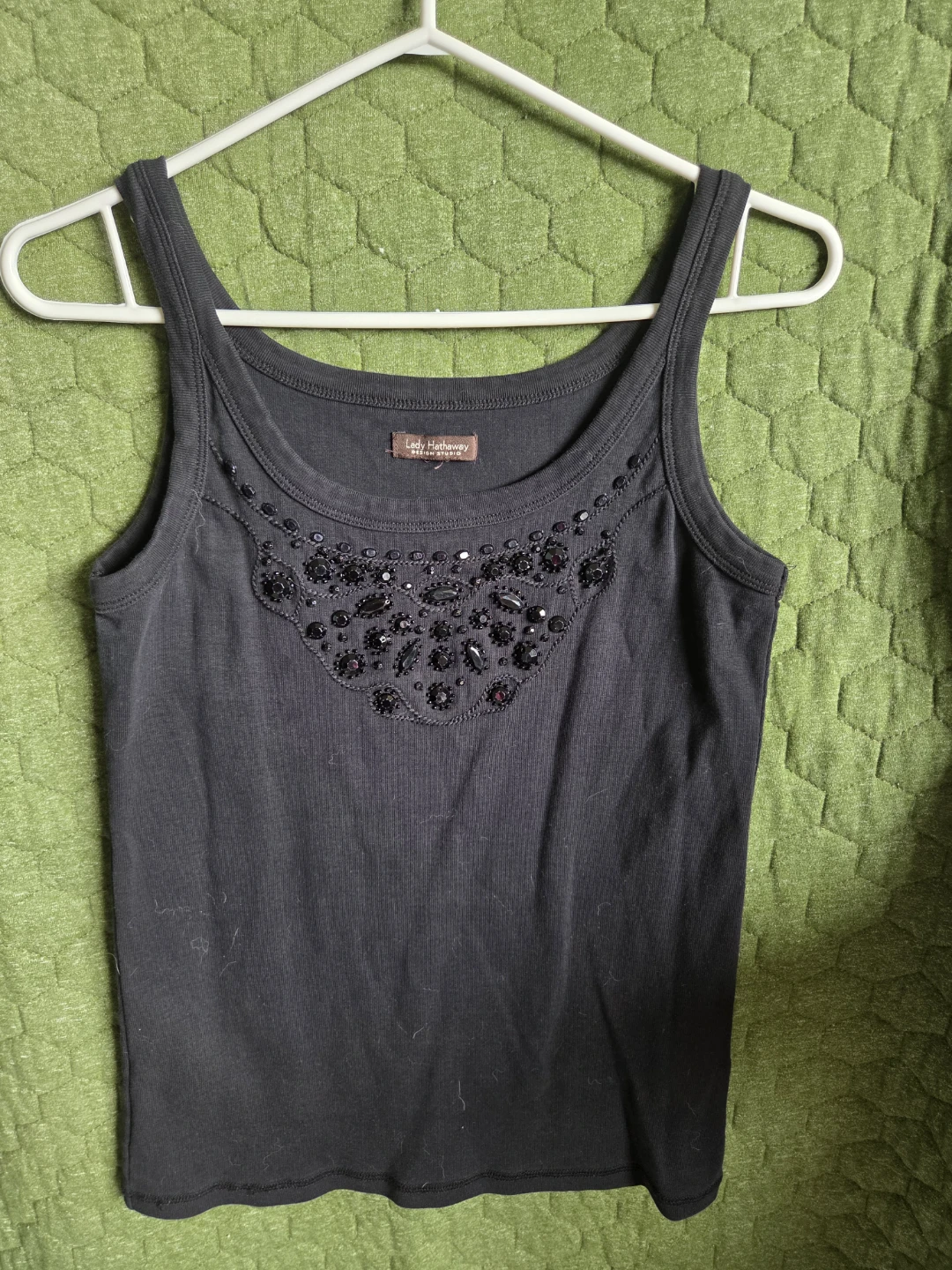 Lady Hathaway Black Beaded Tank Top