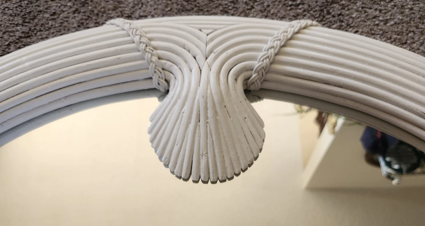 White Rattan Arch Mirror with Decorative Shell Accent - photo 4