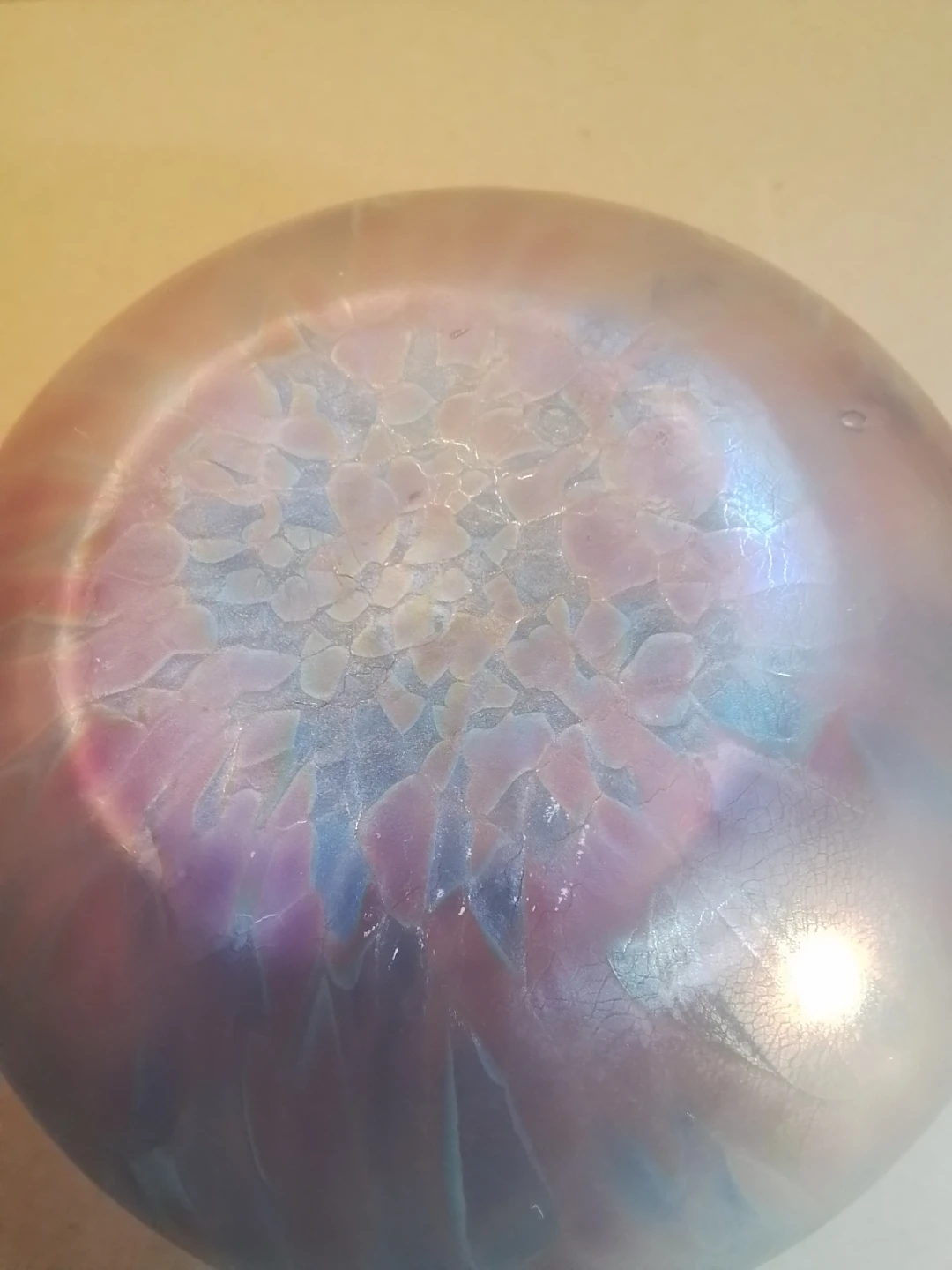 Hand Blown Iridescent Art Glass Vase 5.5" D - photo 4
