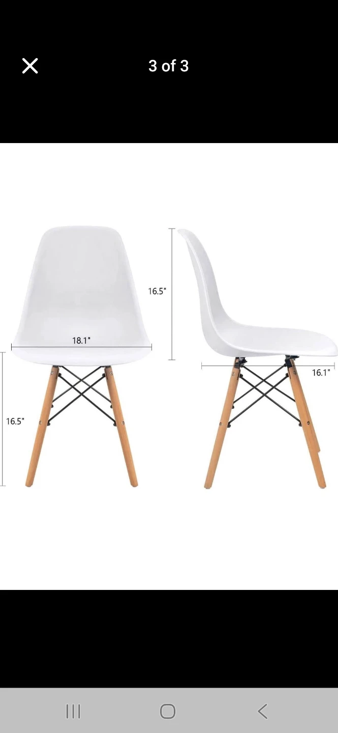 Set of 4 White Dining Chairs with Wood Legs - photo 2