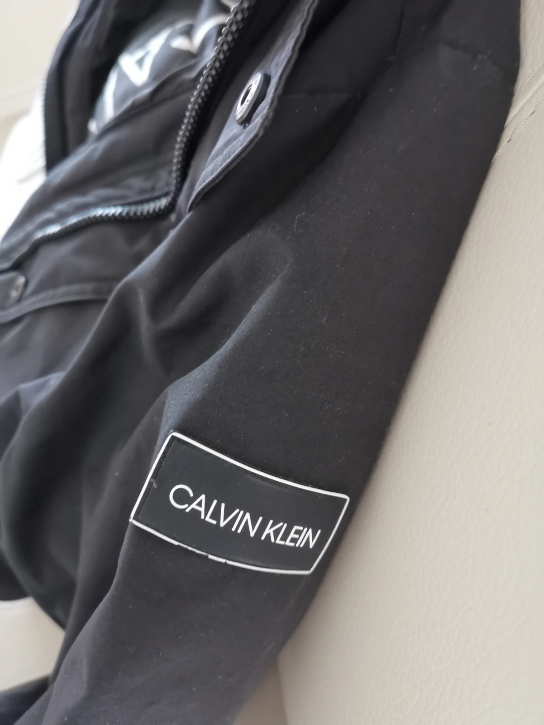 Calvin Klein Black Winter Bomber Jacket with Fur Hood - Medium - photo 3