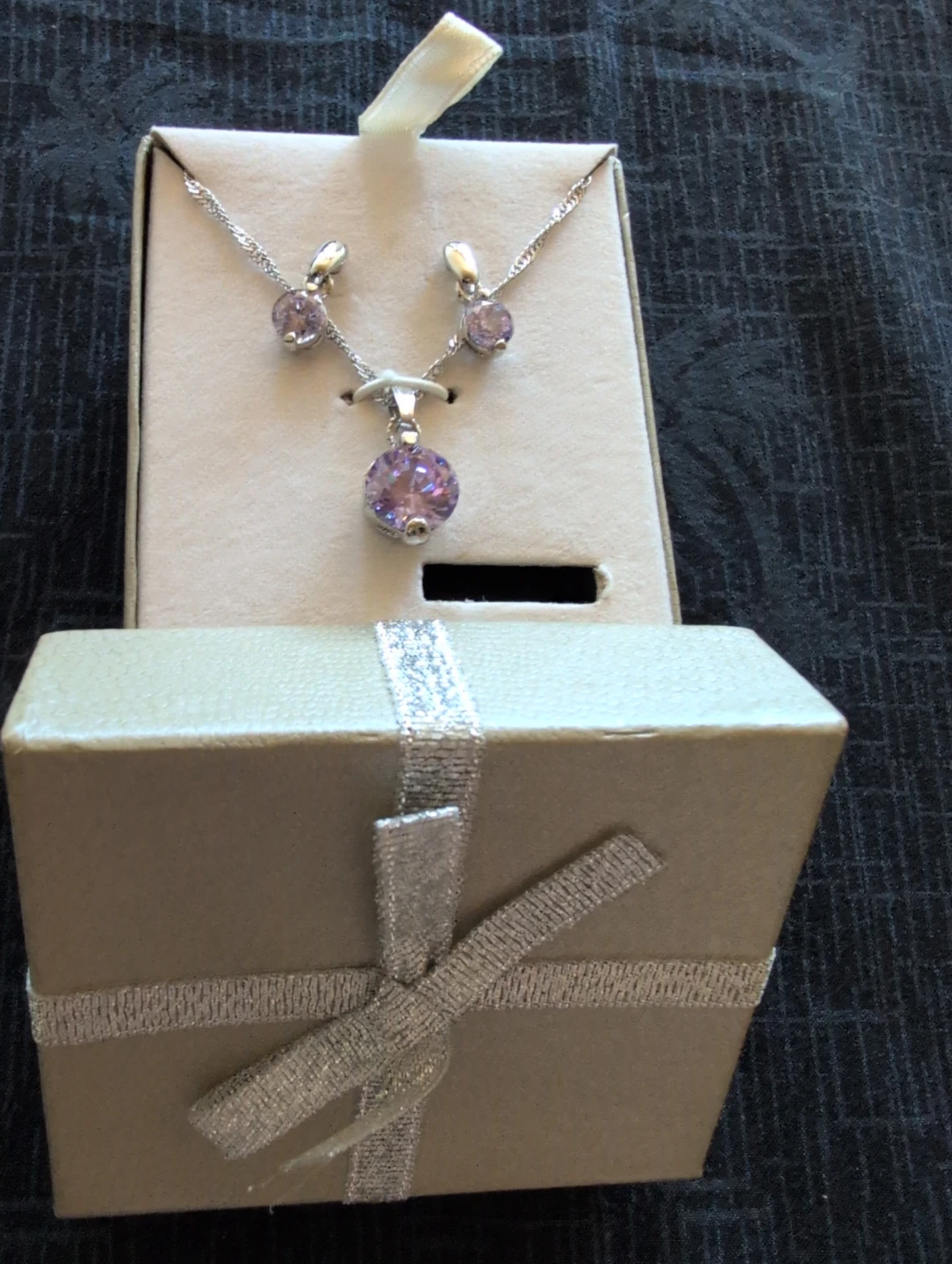 Purple Stone Necklace and Earrings Set - photo 2