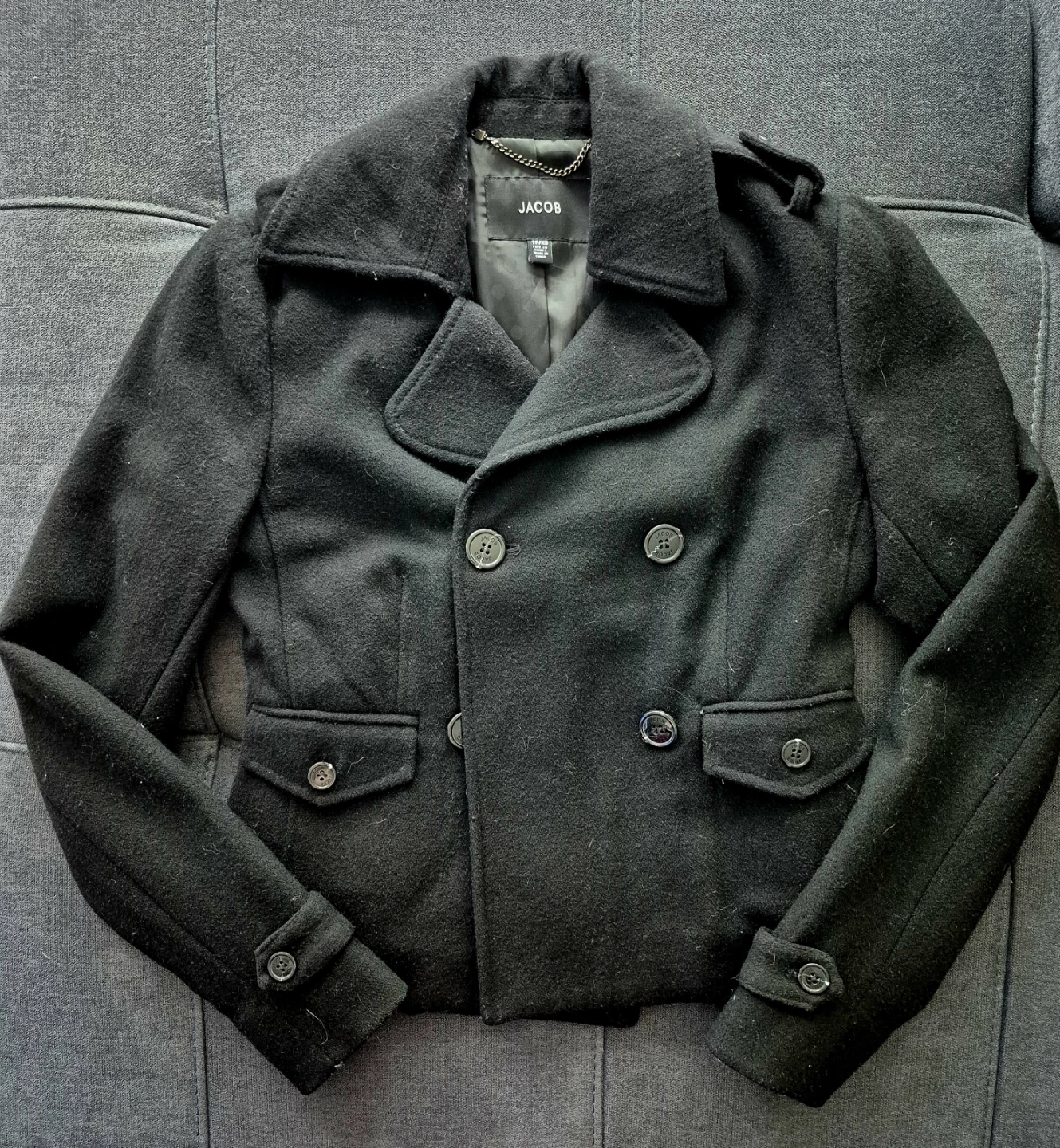 JACOB Black Double-Breasted Peacoat - TP/XS