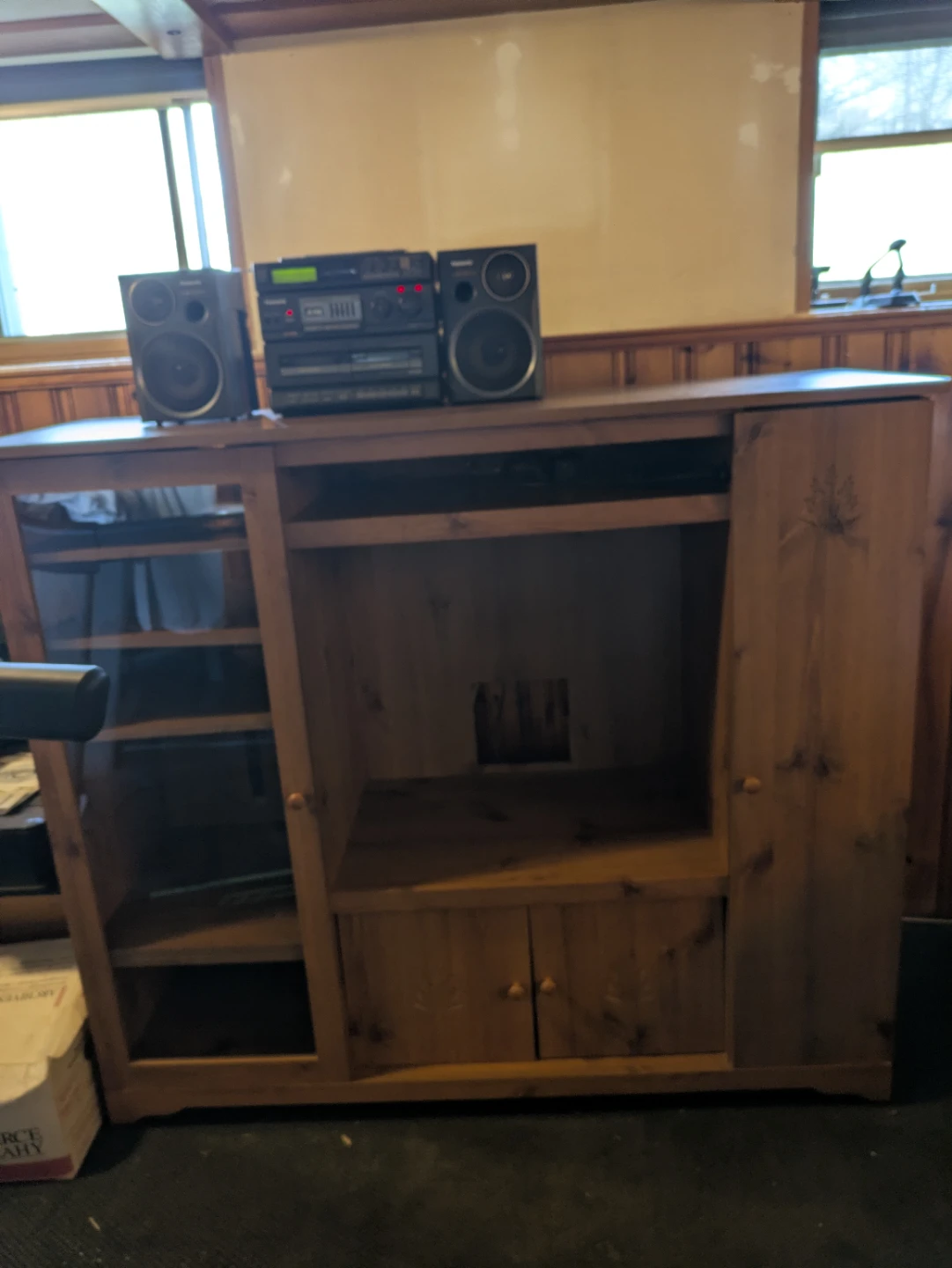 Wooden Entertainment Unit with Glass Doors - photo 4