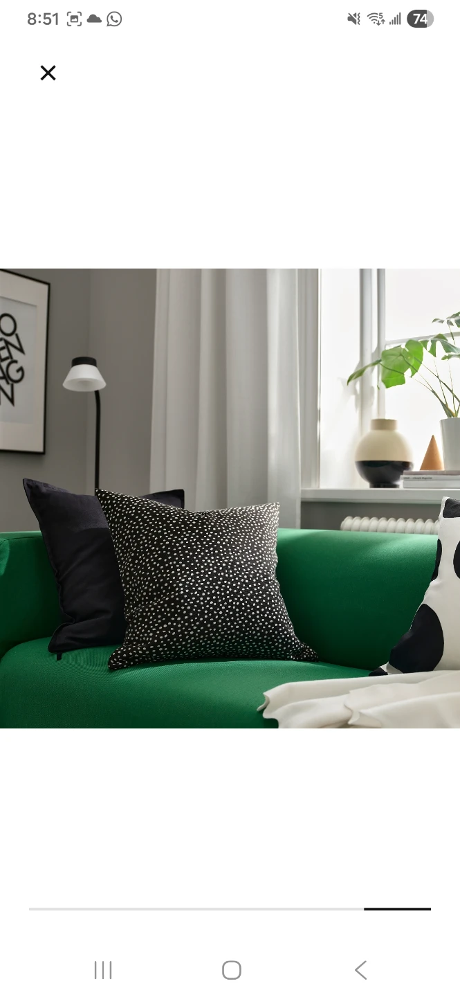 IKEA BJÖRKGRÄMAL Cushion Cover - Black/White 50x50 cm - photo 5