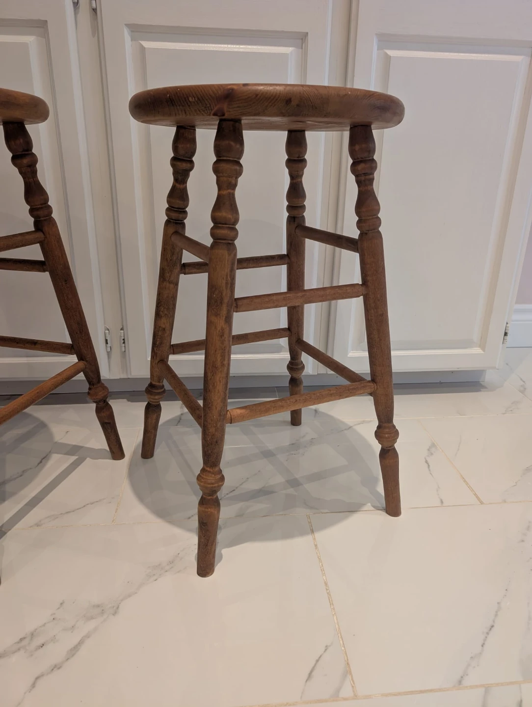Two Antique Wood Stools - Primitive farmhouse - photo 5